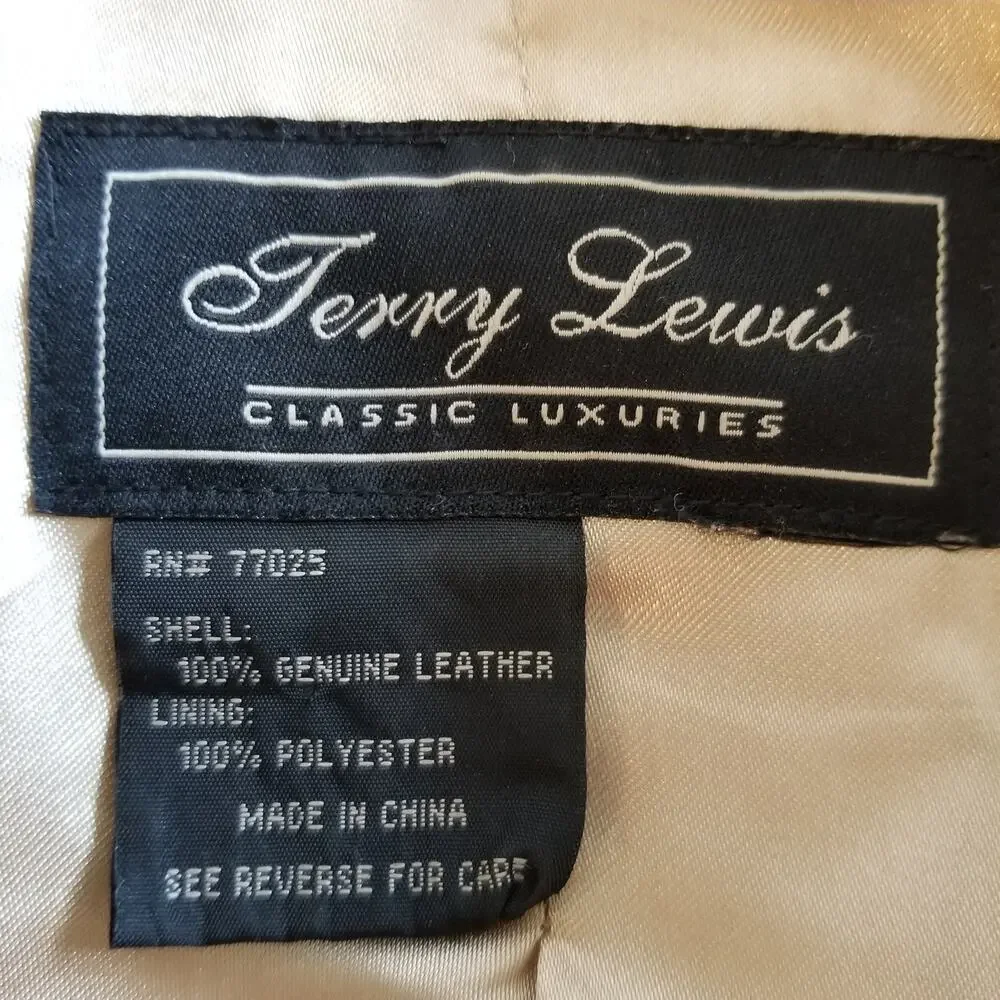 Terry Lewis Classic Luxuries Women's Vintage Leather Jacket Trench Coat Tan - Picture 4 of 10
